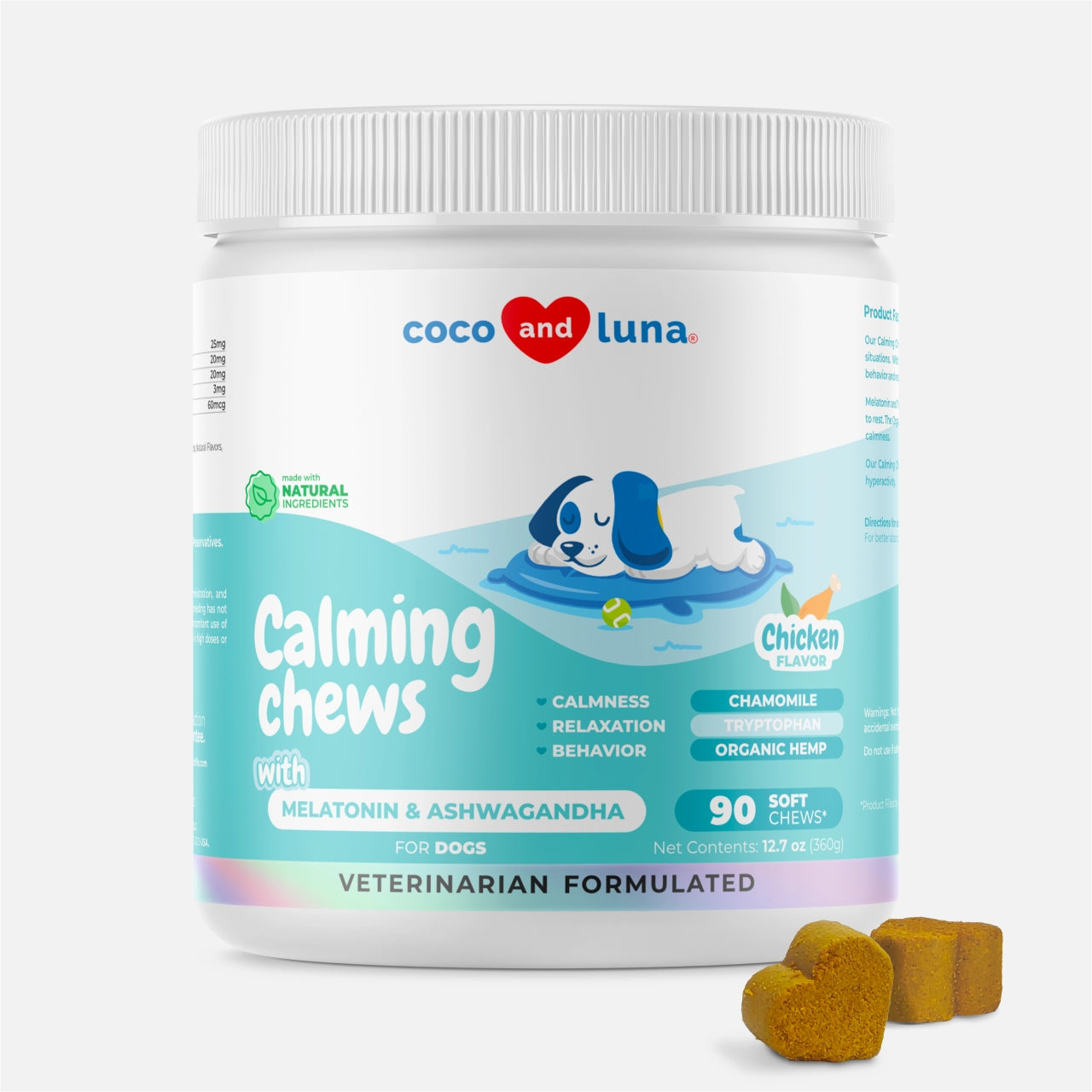 Calming Chews for Dogs - 90 Soft Chews - Coco and Luna