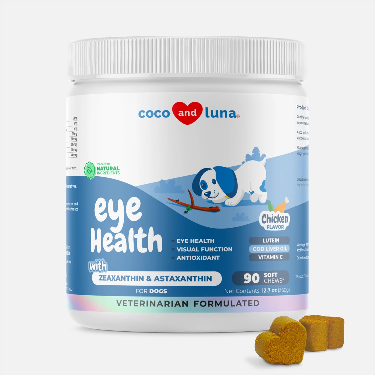 Eye Support for Dogs - 90 Soft Chews - Coco and Luna