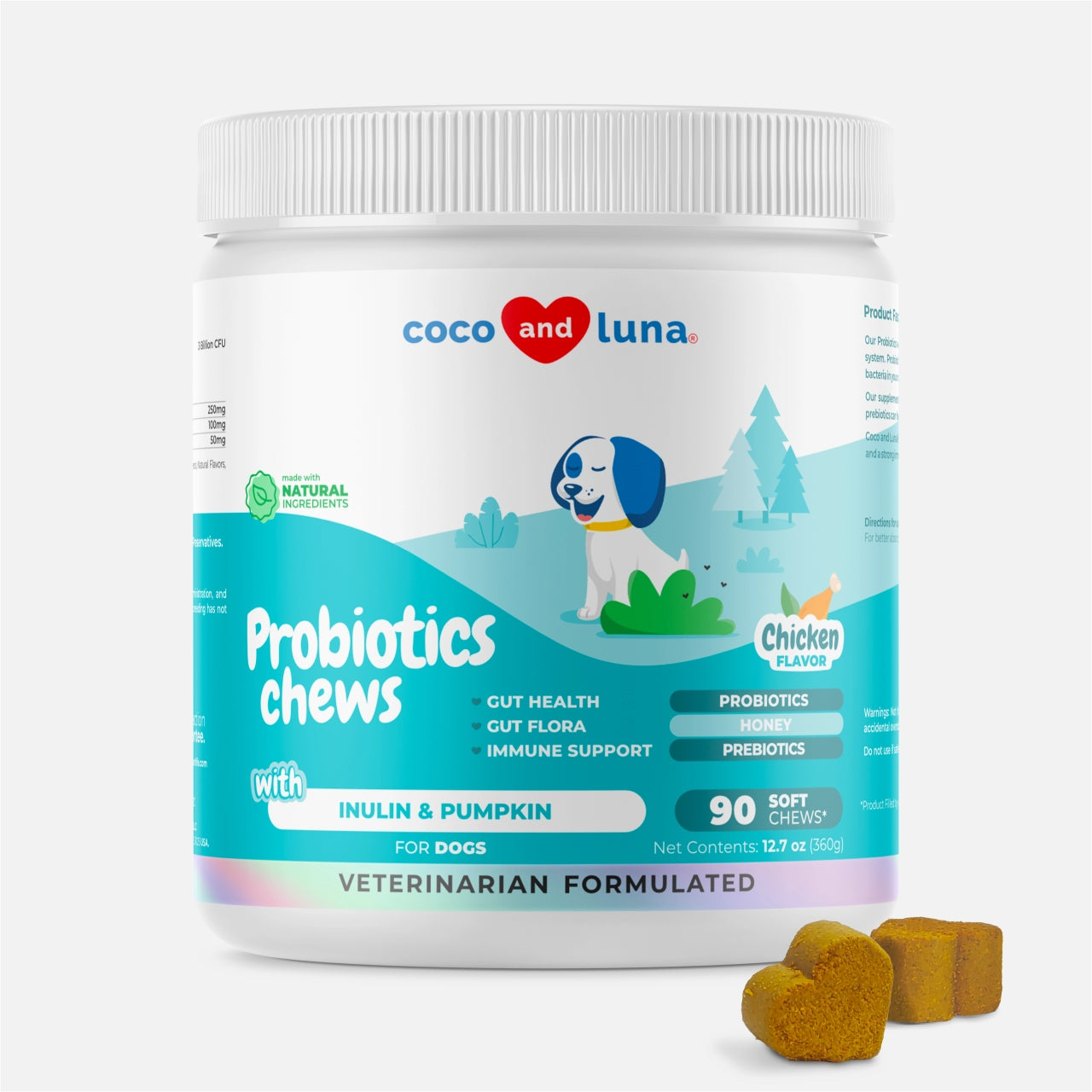 Probiotics for Dogs - 90 Soft Chews - Coco and Luna