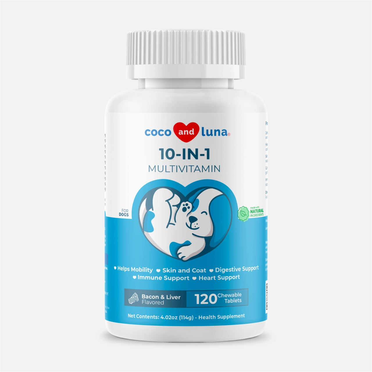 10 in 1 Multivitamin for Dogs - 120 Chewable Tablets - Coco and Luna