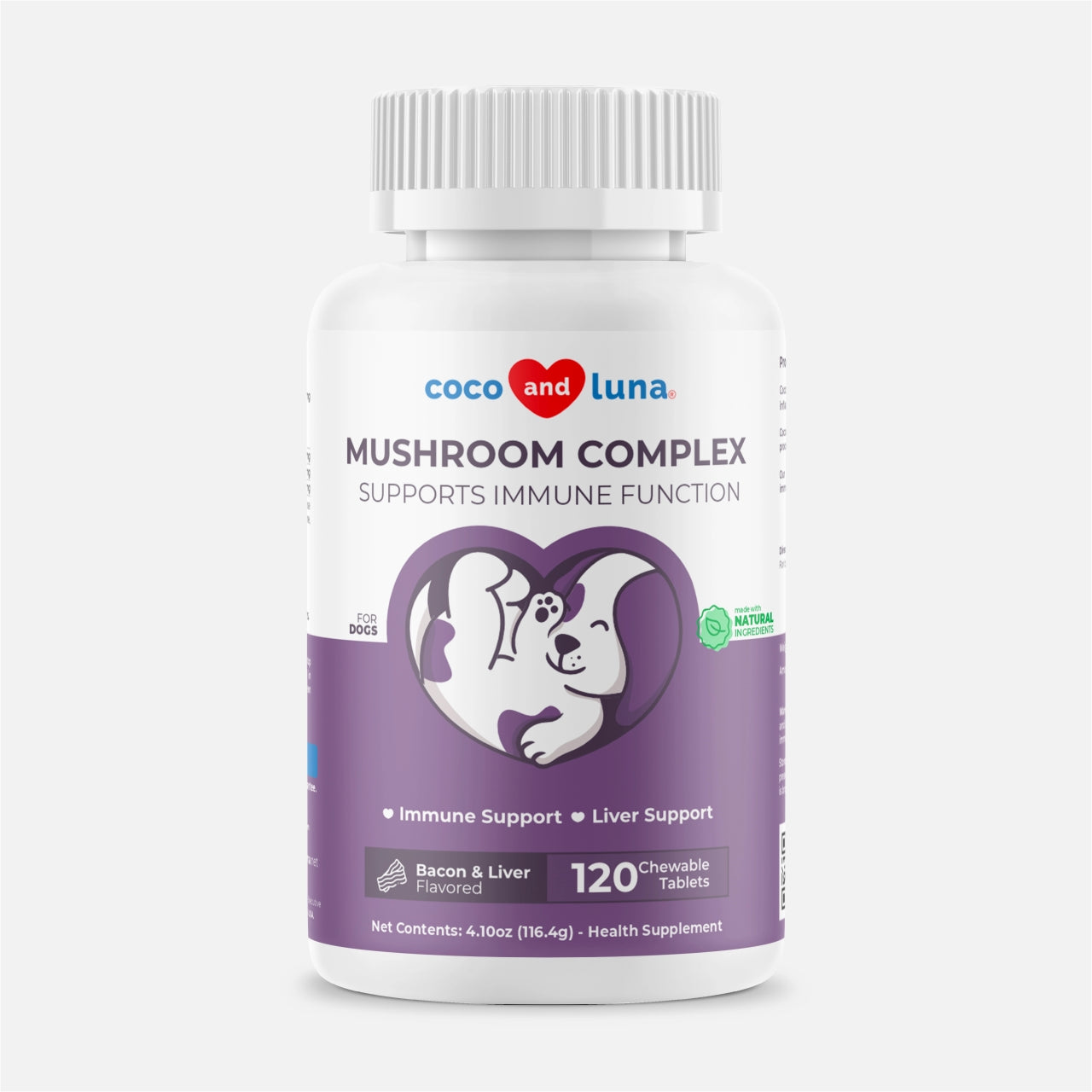 Mushroom Complex for Dogs - 120 Chewable Tablets - Coco and Luna