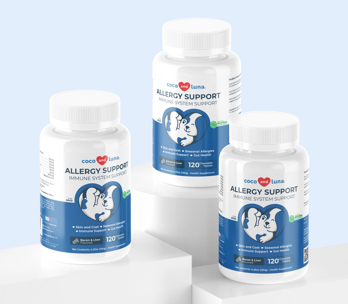 Suplemento para perros que combate las alergias: paquete de 3 (360 comprimidos masticables) 