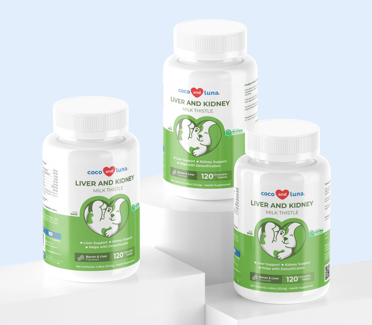 Hígado y riñones para perros: paquete de 3 (360 comprimidos masticables) 