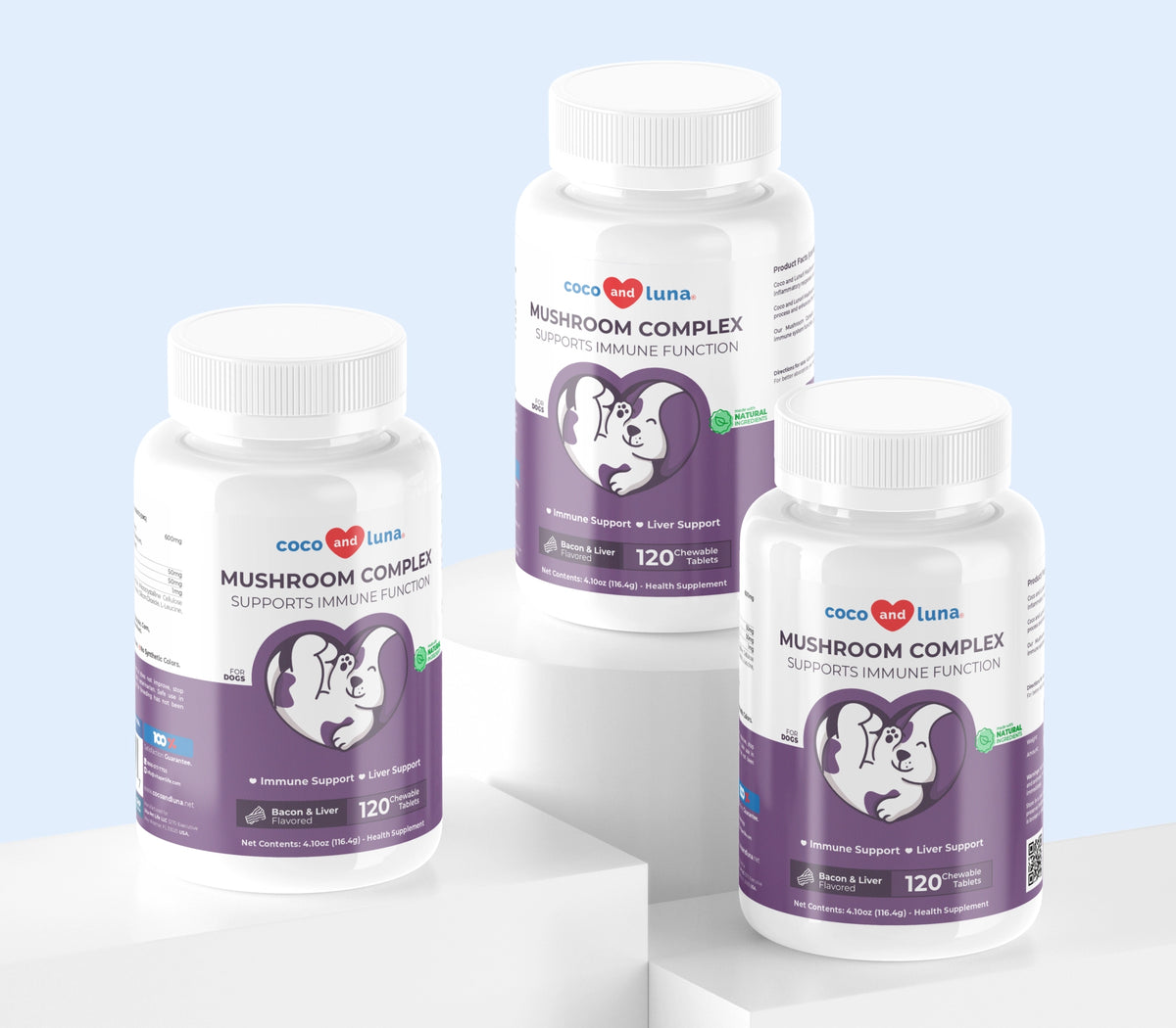 Complejo de hongos para perros: paquete de 3 (360 comprimidos masticables) 