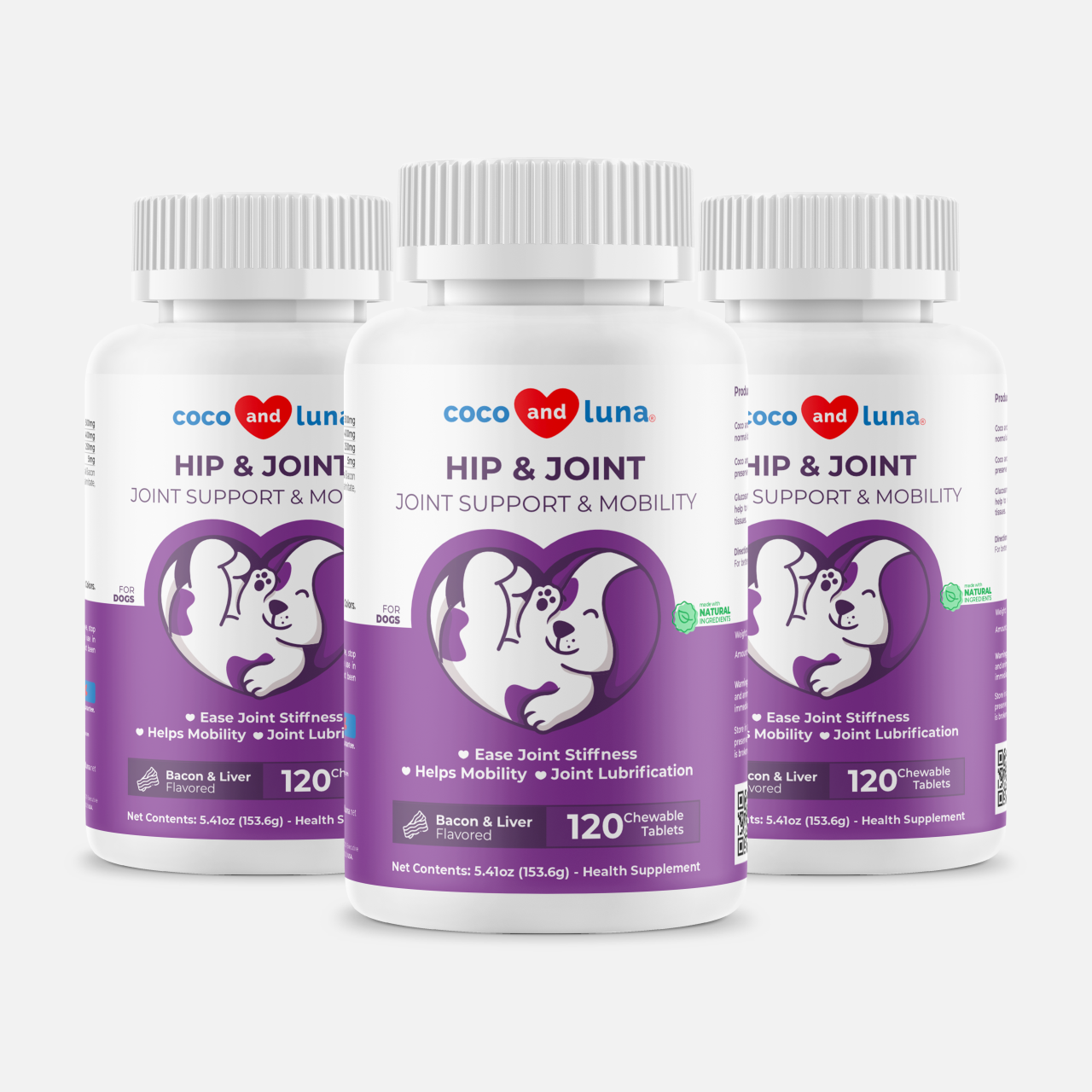 Hip and Joint Support for Dogs - 3 Pack (360 Chewable Tablets)
