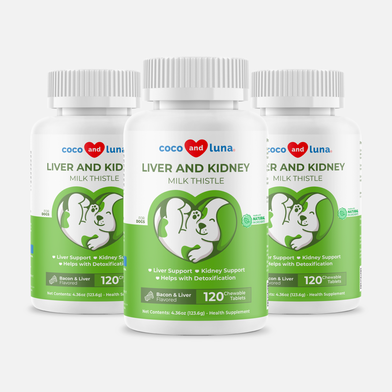 Liver and Kidney for Dogs - 3 Pack (360 Chewable Tablets)