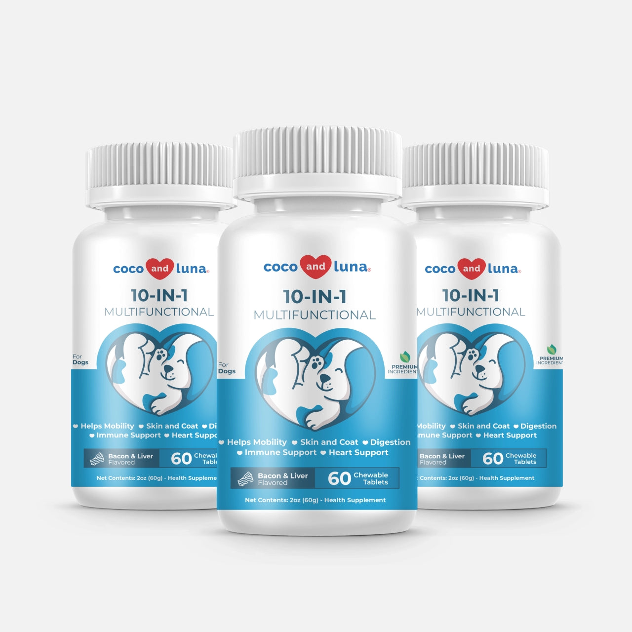 10 in 1 Multivitamin for Dogs - 3 Pack 60 Tablets - Coco and Luna