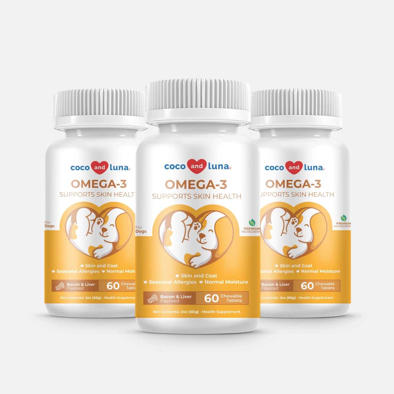 Omega 3 for Dogs - 3 Pack 60 Tablets - Coco and Luna