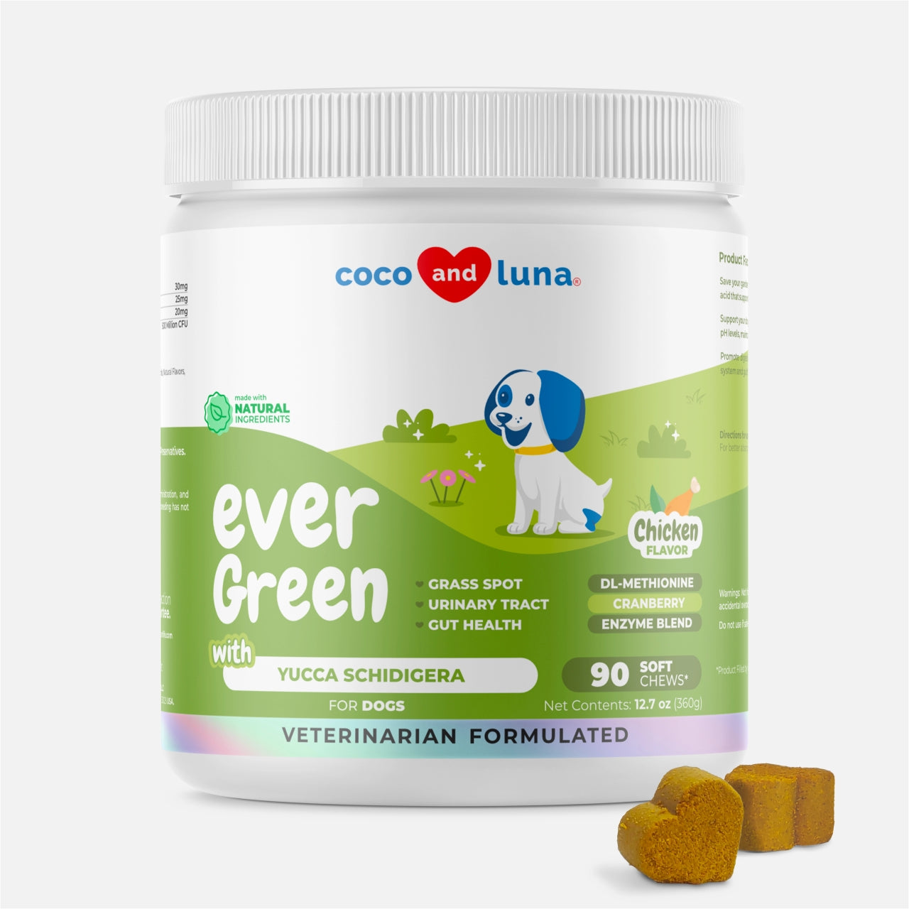 Ever Green - Grass Burn Spots Chews for Dogs - 90 Soft Chews - Coco and Luna