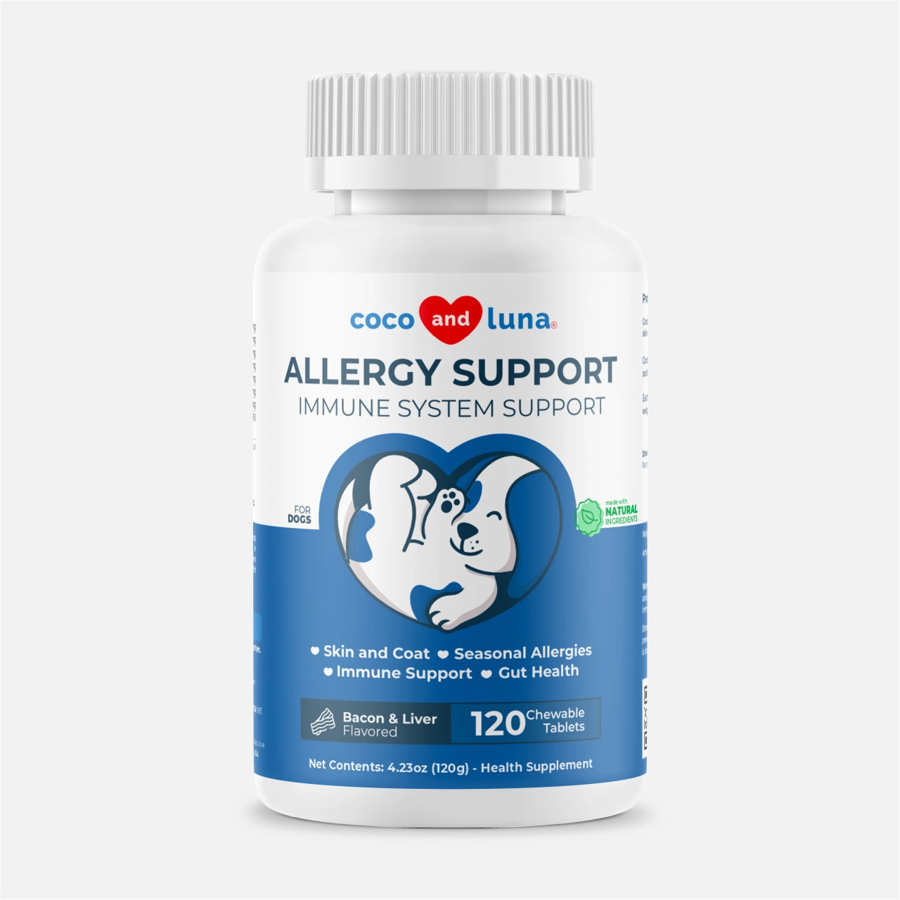 Allergy Support for Dogs - 120 Chewable Tablets - Coco and Luna