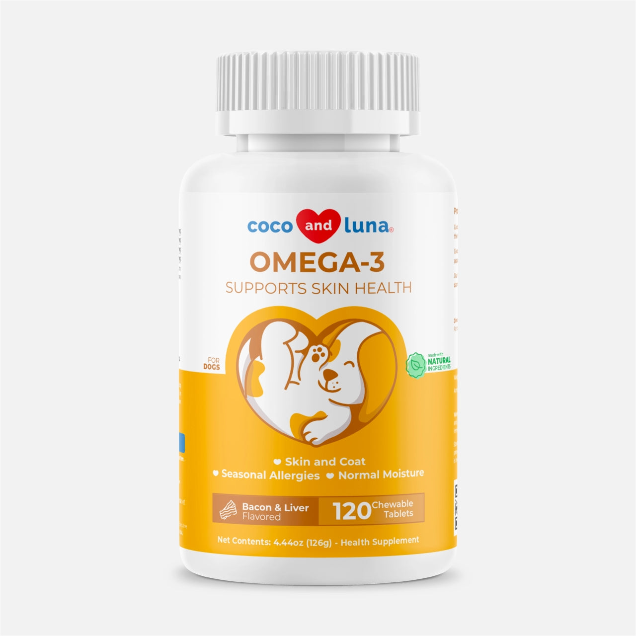 Omega 3 for Dogs - 120 Chewable Tablets - Coco and Luna