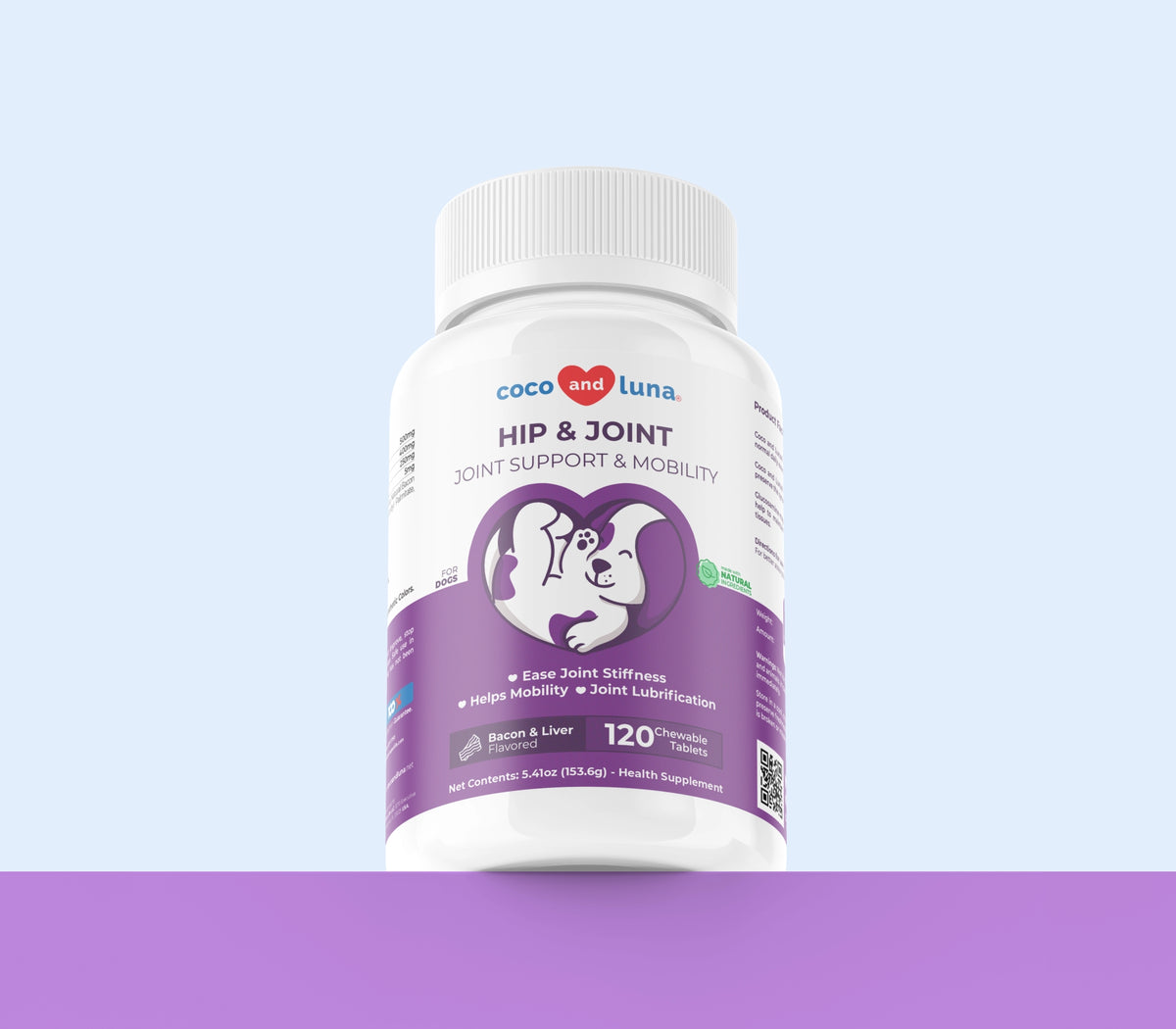 Hip and Joint Support for Dogs - 120 Chewable Tablets