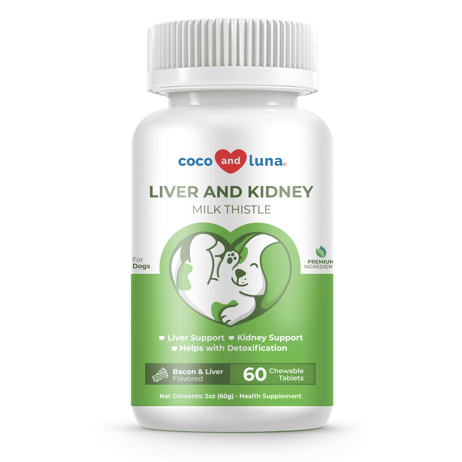 Liver and Kidney for Dogs - 60 Chewable Tablets - Coco and Luna