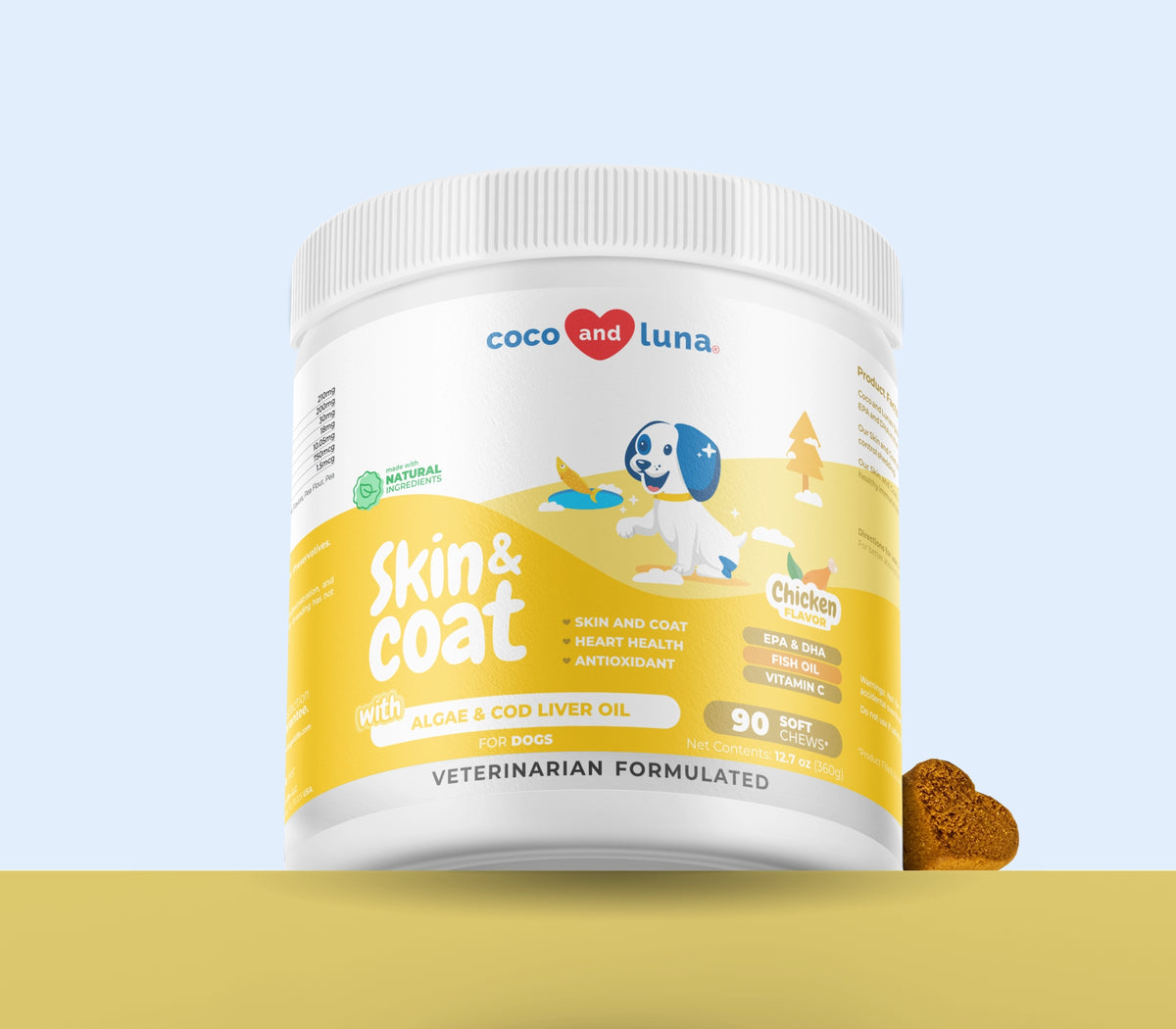 Piel y pelaje para perros: 90 masticables blandos 