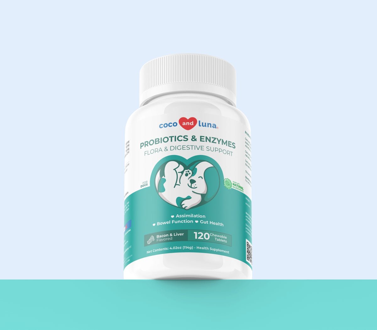 Probióticos y enzimas para perros - 120 comprimidos masticables 