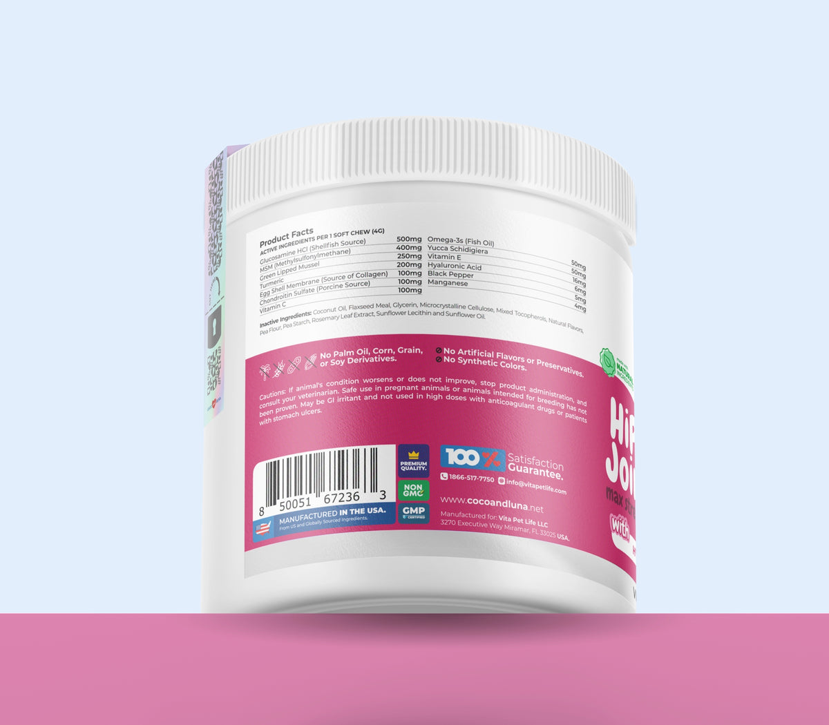 Sujeción para caderas y articulaciones para perros - Máxima resistencia - 90 masticables blandos 