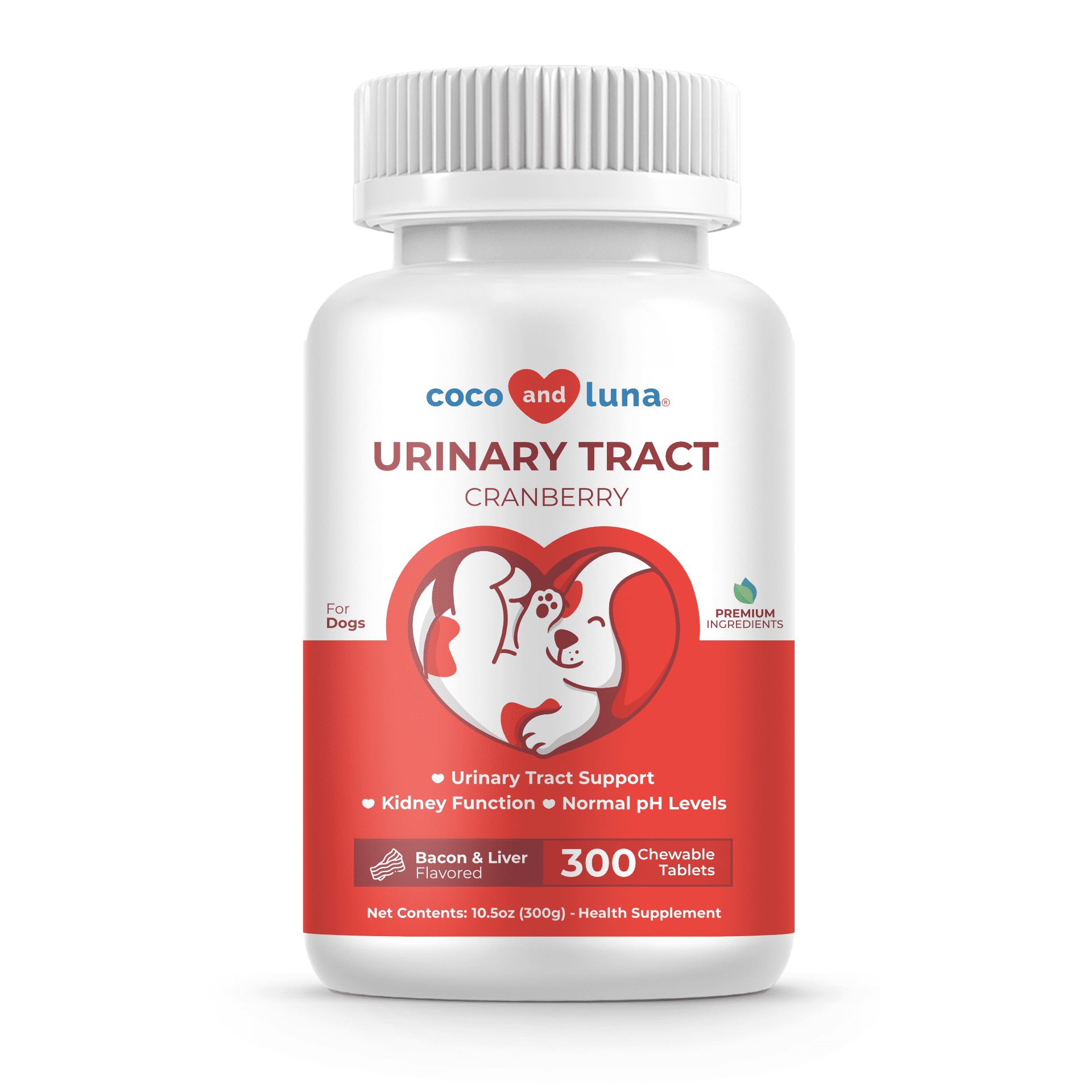 Urinary Tract Support for Dogs  - 300 Chewable Tablets - Coco and Luna