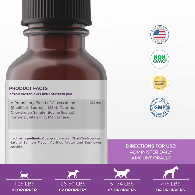 Hip and Joint Support for Dogs and Cats - 2 oz (60ml)