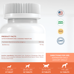 Turmeric for Dogs - 300 Chewable Tablets