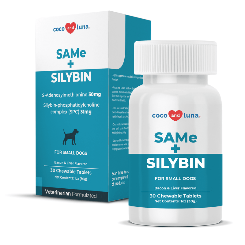 Same and Silybin Small for Dogs - S-Adenosyl-L-Methionine, Liver Supplement for Dogs, Silybin A+B, Dog Liver Support - 30 Chewable Tablets