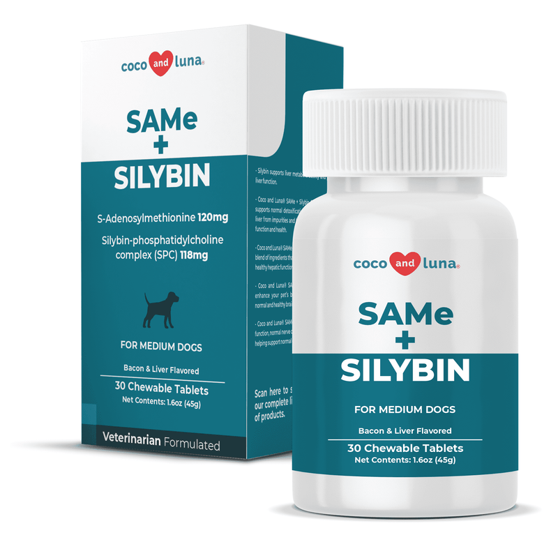 Same and Silybin for Medium Dogs - S-Adenosyl-L-Methionine, Liver Supplement for Dogs, Silybin A+B, Dog Liver Support - 30 Chewable Tablets
