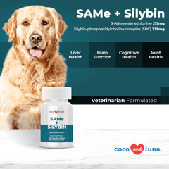 Same and Silybin for Large Dogs - S-Adenosyl-L-Methionine, Liver Supplement for Dogs, Silybin A+B, Dog Liver Support - 30 Chewable Tablets