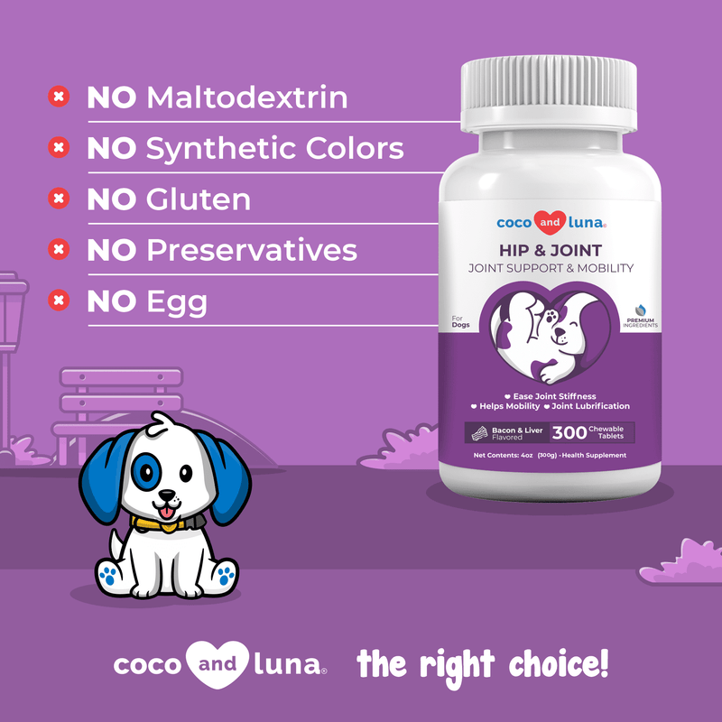 Hip and Joint Support for Dogs - 300 Chewable Tablets