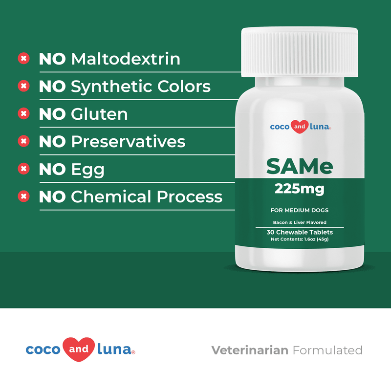 Same for Dogs - S-Adenosyl-L-Methionine, Same 225mg, Liver Supplement for Dogs, Promotes Cognitive Support and Liver Support (Veterinarian Formulated, Medium Dogs)…