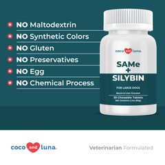 Same and Silybin for Large Dogs - S-Adenosyl-L-Methionine, Liver Supplement for Dogs, Silybin A+B, Dog Liver Support - 30 Chewable Tablets