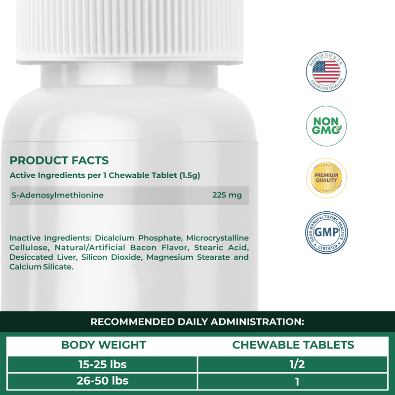 Same for Dogs - S-Adenosyl-L-Methionine, Same 225mg, Liver Supplement for Dogs, Promotes Cognitive Support and Liver Support (Veterinarian Formulated, Medium Dogs)…