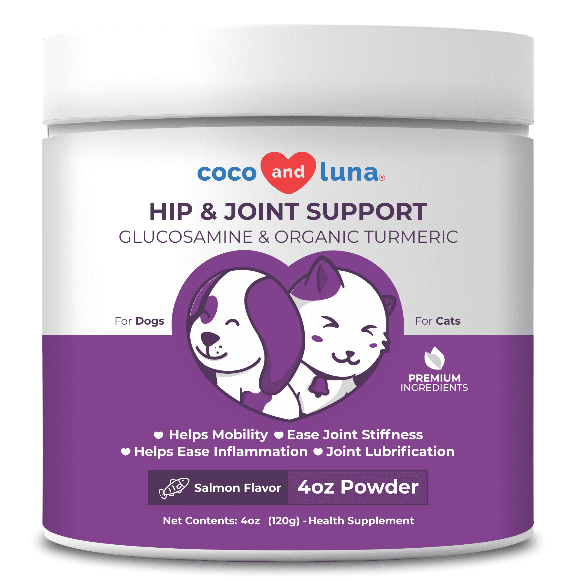 Hip and Joint Support for Cats and Dogs - 4 oz Powder - Coco and Luna